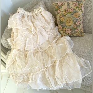Gorgeous 🧁 Cream Festival Maiden bohemian Chiffon tiered ruffle maxi skirt